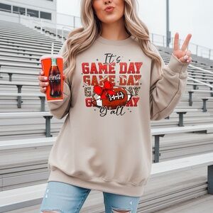 🏈  Football Game day sweatshirt sand New S M L XL Personalize it with your team